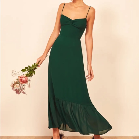 🍀Reformation Emersyn Dress Emerald - Picture 4 of 7